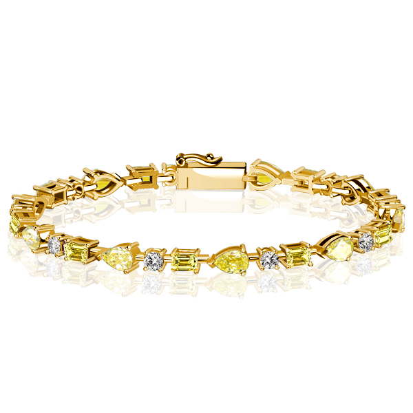 

Italo Emerald & Pear Cut Yellow Topaz Tennis Bracelet For Women, White