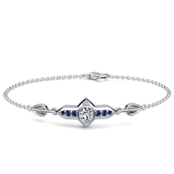 

Italo Unique Round White & Blue Sapphire Chain Bracelet For Women