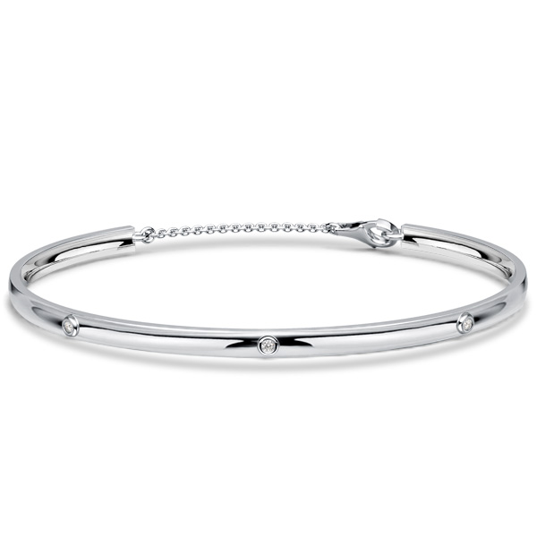 

Italo Bezel Setting 1.5 MM Round Cut Bar Bangle Bracelet For Women, White