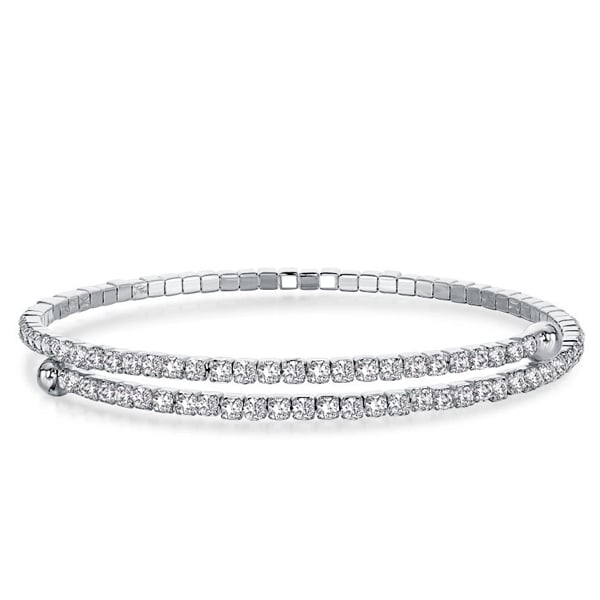 

Italo Bypass 2.5 MM Round Cut Flexible Bangle Bracelet For Women, White