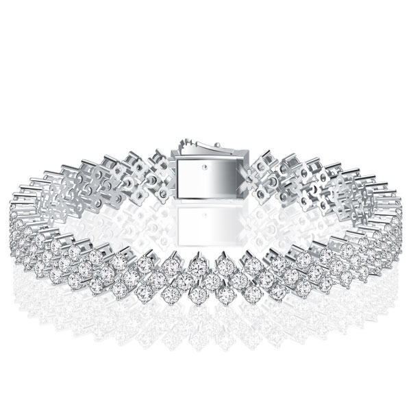 

Italo Triple Row 2 MM Round Cut Tennis Bracelet For Women, White
