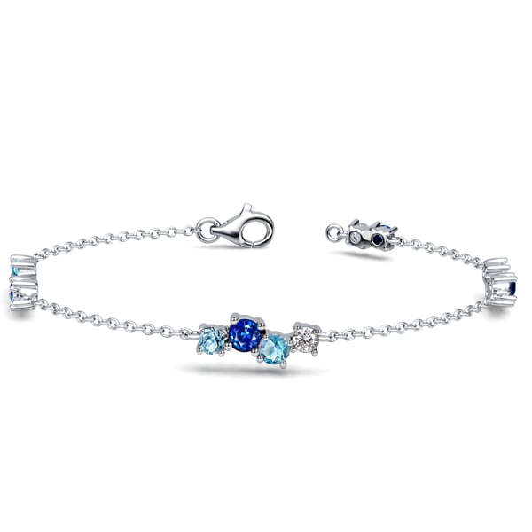 

Italo Clusters Blue Sapphire Aquamarine Chain Bracelets Women, White