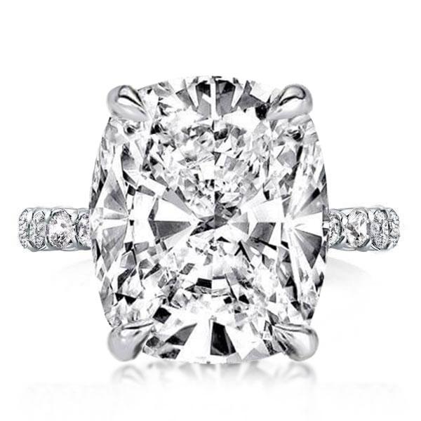 Italo Cushion Cut Engagement Ring Affordable With Hidden Halo, White