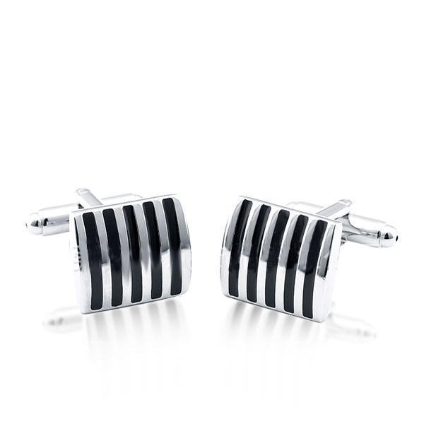 

Italo Classic Black Stripe Pattern Cufflinks, White