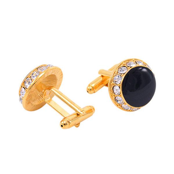 

Italo Golden Halo Black Created Sapphire Cufflinks, White