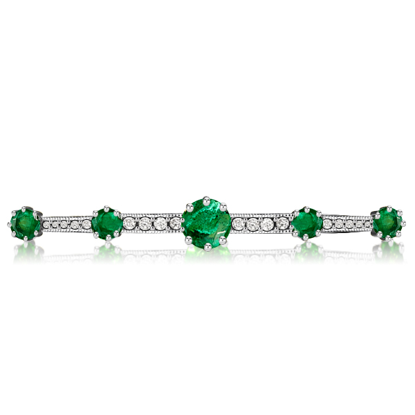 

Vintage Emerald Green Round Cut Brooch For Women, White