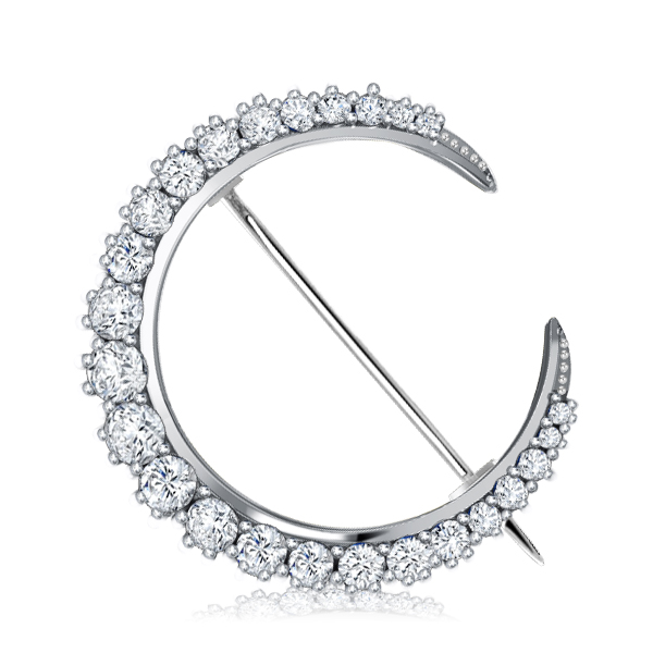 

Antique Cresent Sterling Silver Brooch For Women, White