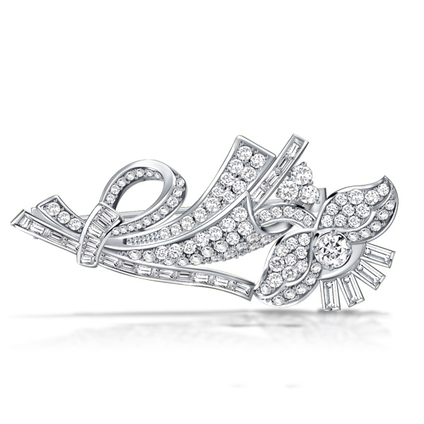 

Art Deco Flower Sterling Silver Brooch For Women, White