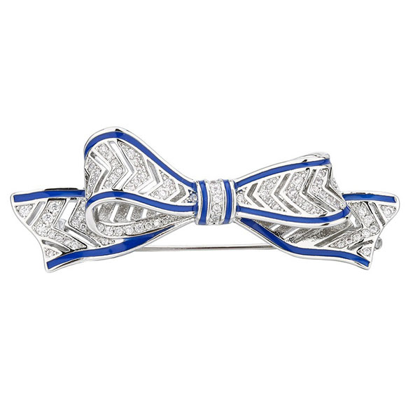 

Italo White Sapphire Bow Design Vintage Brooch For Women