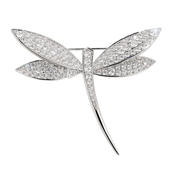 

Italo Micro Pave Round Cut Dragonfly Brooch For Women, White