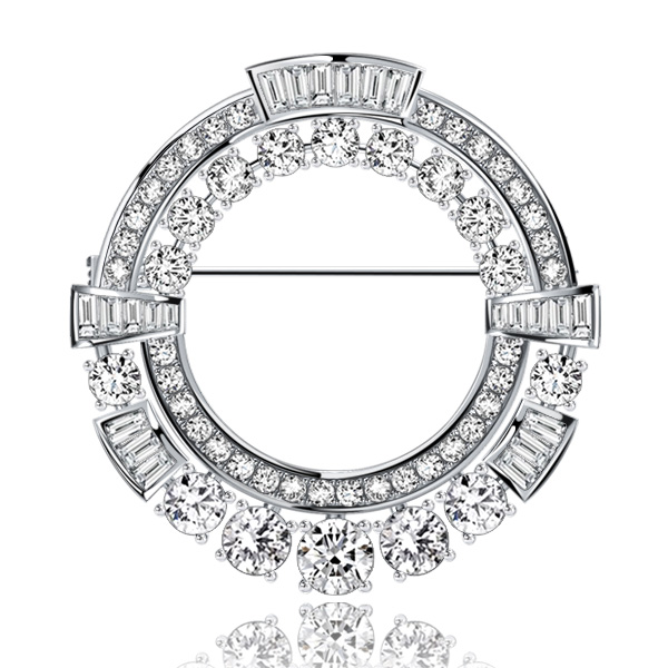 Italo Unique Wreath White Sapphire Vintage Brooch For Women