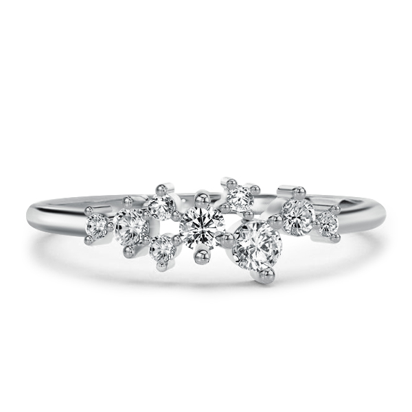 

Dainty Round Cut Cluster Wedding Band, White