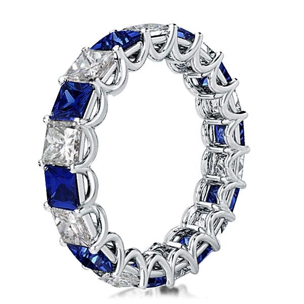 

Eternity Shared Prong Blue & White Princess Cut Wedding Band