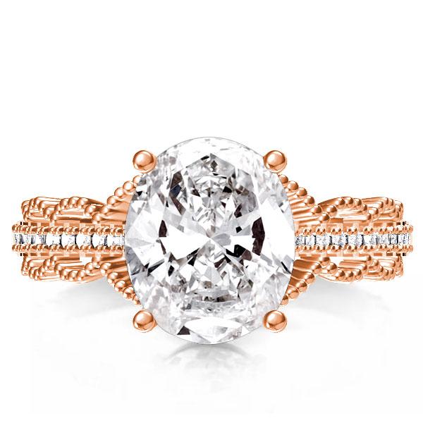 

Design Rose Gold Milgrain Oval Cut Special Engagement Ring, White