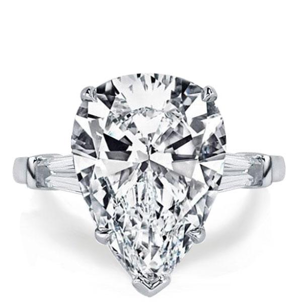 

Italo Three Stone Pear Created White Sapphire Engagement Ring