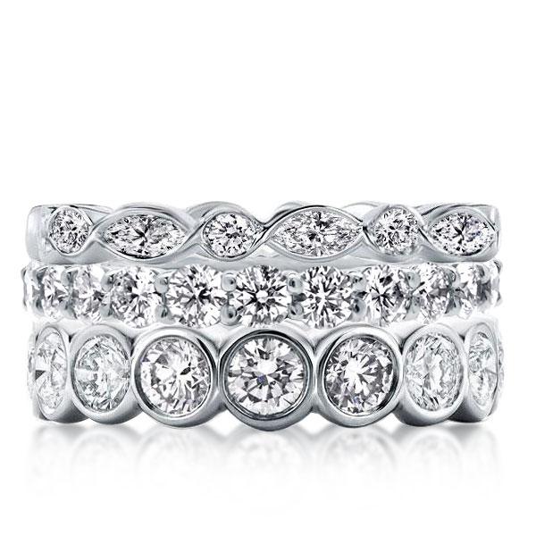 Triple Row Eternity Stackable Band Set, White