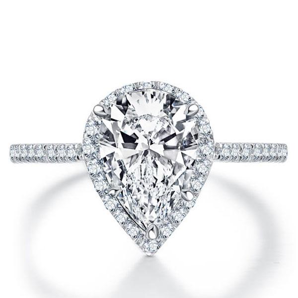 

Italo Halo Pear Created White Sapphire Engagement Ring