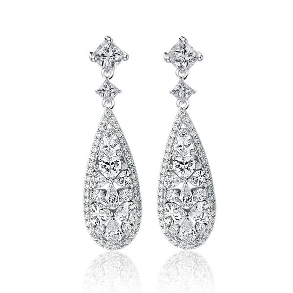 

Italo Halo Pear Created White Sapphire Drop Earrings