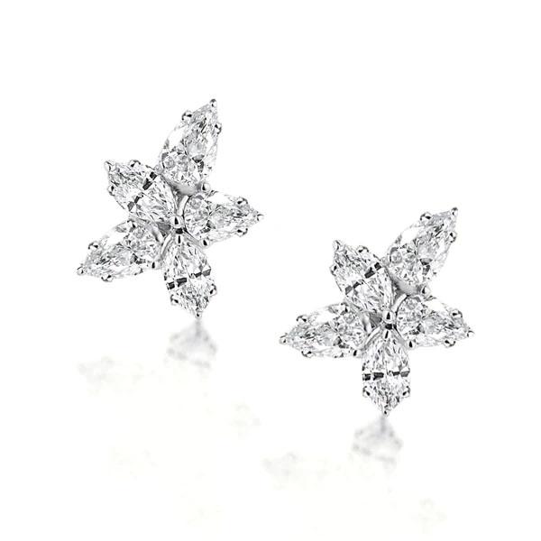 

Five-Pointed Star Design Marquise Cut Stud Earrings, White