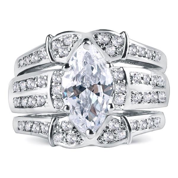 Italo Classic Created White Sapphire 3PC Wedding Set