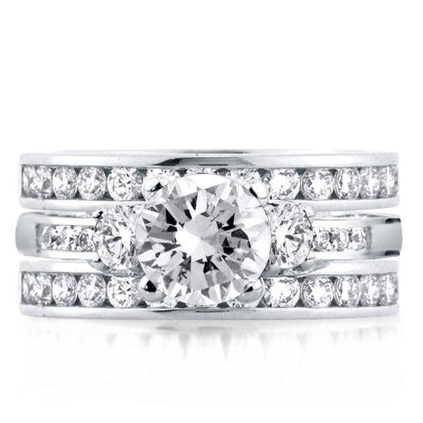 

Italo Three Stone Created White Sapphire 3PC Wedding Set