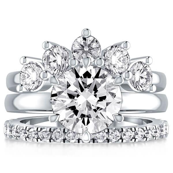 

Solitaire Crown Design 3PC Wedding Sets For Women, White