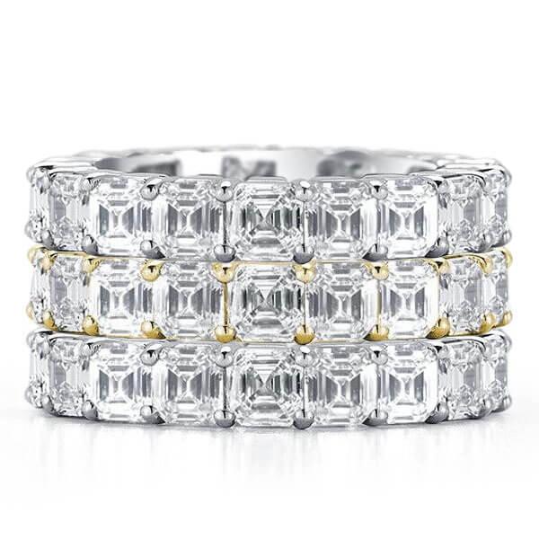 

Asscher Cut Eternity Stackable Band Set, White