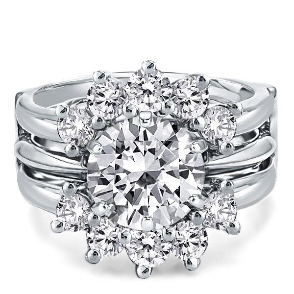 

Sunflower Design Round Cut Guard Bridal Jewelry Set, White