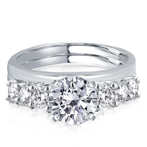 

Half Eternity Round Cut Inset Guard White Sapphire Bridal Set