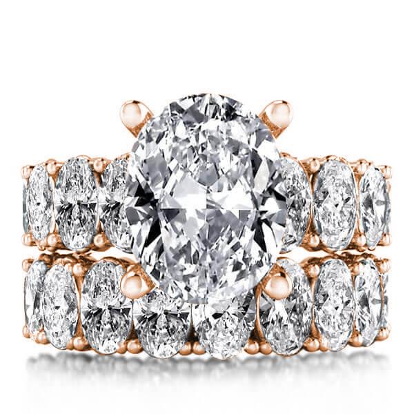 

Rose Gold Oval Cut Bridal Set, White