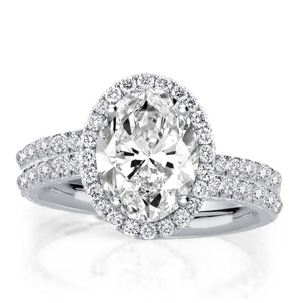 

Halo Bypass Oval Cut White Sapphire Bridal Set