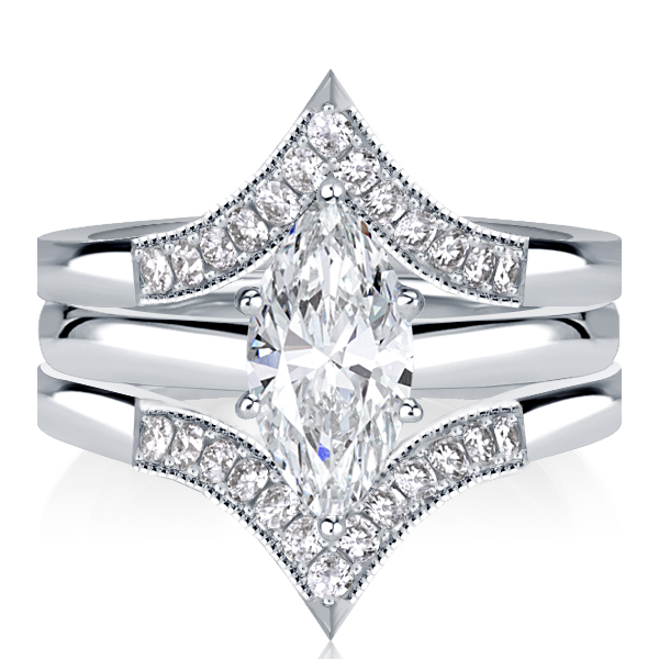 

Classic Marquise Cut White Sapphire 3PC Wedding Set