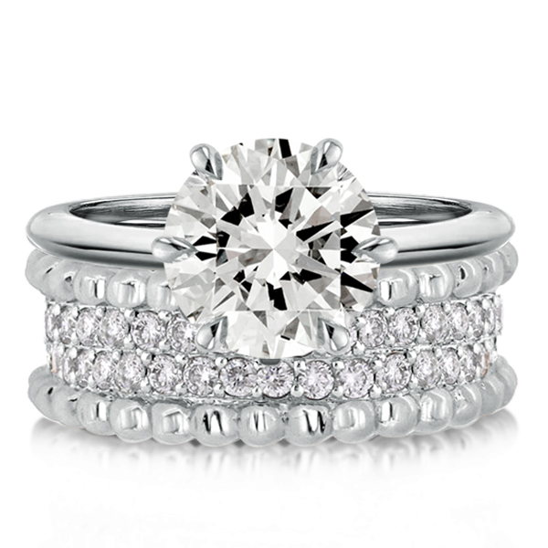 

Solitaire Rope Design Cocktail Round Cut Engagement Rings Set, White