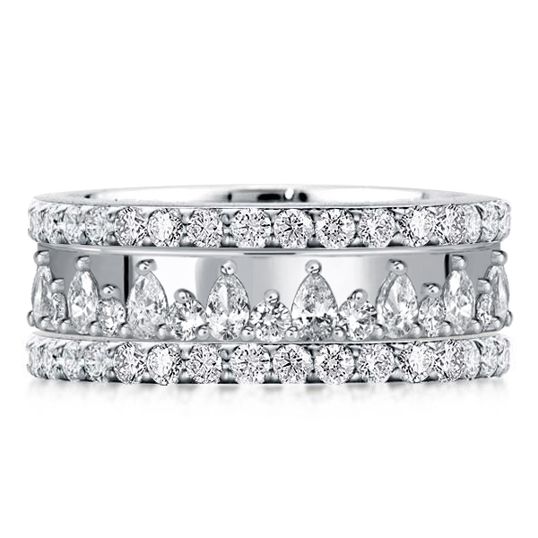 

Italo Triple Row Round & Pear Cut Stackable Band Set, White