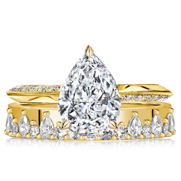 

Italo Golden Pear Cut Unique Engagement Rings Sets, White