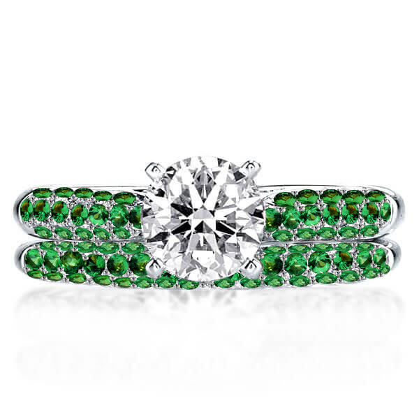 

Italo Pave White Sapphire Bridal Set Wedding Rings For Women