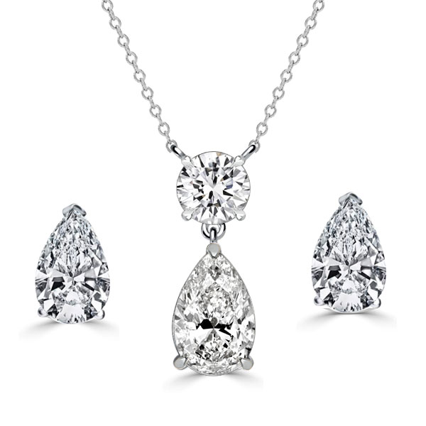 

Italo White Sapphire Pear Cut Necklace & Stud Earrings Set