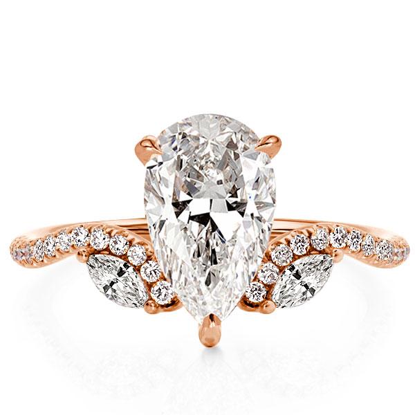 

Pear Cut Chevron Rose Gold Engagement Ring (3.15 CT. TW.), White