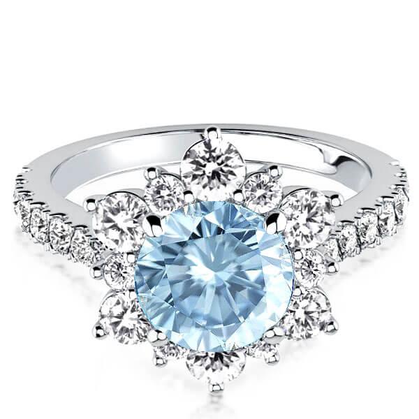 

Snowflake Design Created Aquamarine Engagement Ring(3.91ct. tw.), White