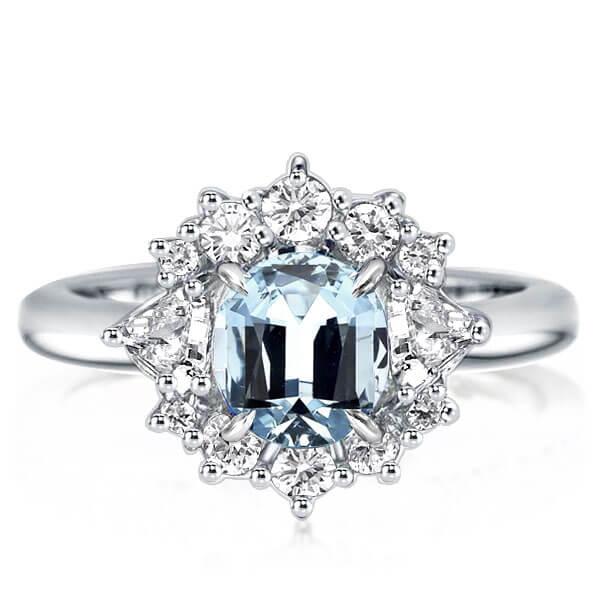 

Italo Halo Aquamarine Engagement Ring Solitaire Ring Affordable, White