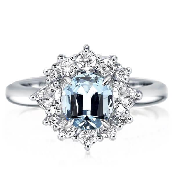 Ice & Fire Solitaire Created Aquamarine Ring