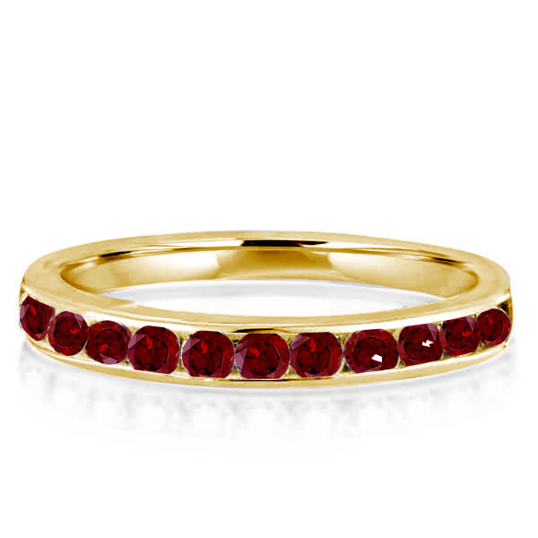 

Classic Created Garnet Half Eternity Wedding Band, White