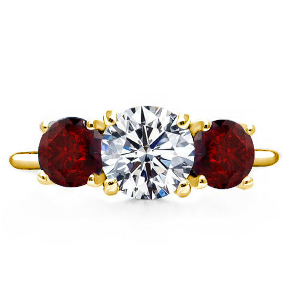 

Three Stone Created Garnet Engagement Ring, White