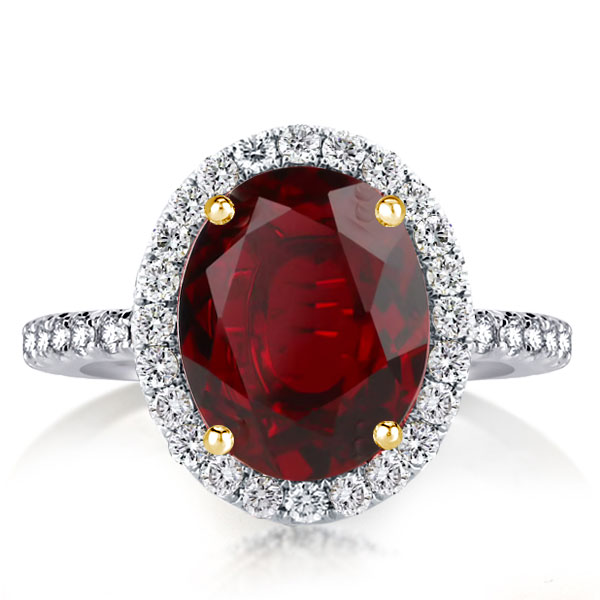 

Halo Oval Created Garnet Engagement Ring, White