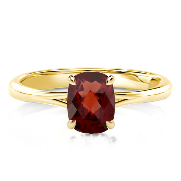 

Cushion Cut Created Garnet Hidden Halo Engagement Ring, White