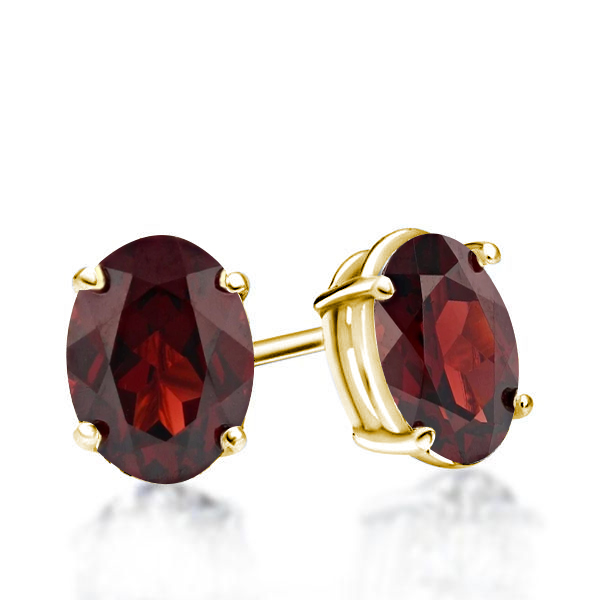 

Classic Oval Created Garnet Stud Earrings, White