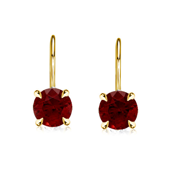 

4 Prong Round Cut Created Garnet Drop Earrings, White