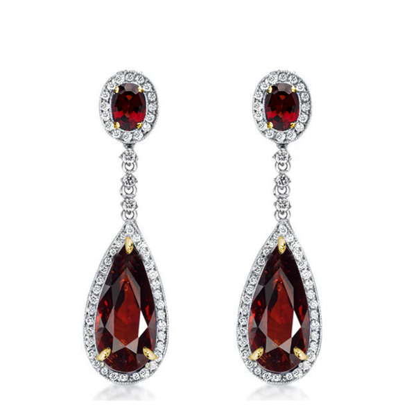 

Italo Halo Pear Cut Garnet Earrings Drop Earrings For Women, White