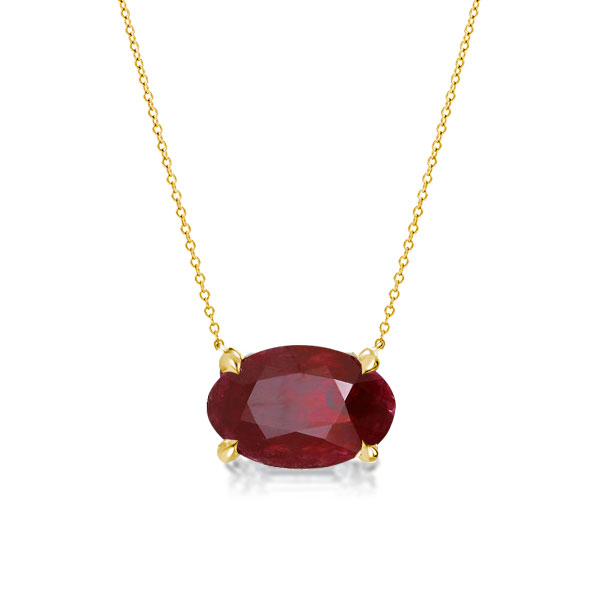 

Golden Oval Cut Created Garnet Pendant Necklace, White