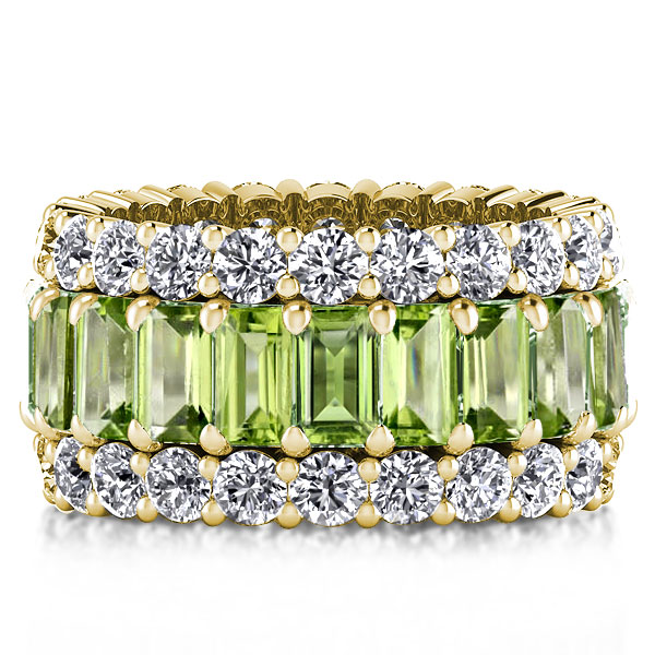 

Italo Peridot Ring Emerald Cut Eternity Wedding Band For Women, White